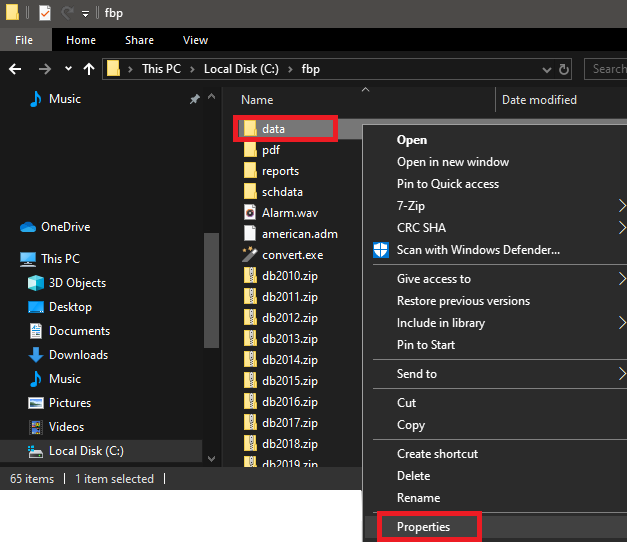 File Explorer properties