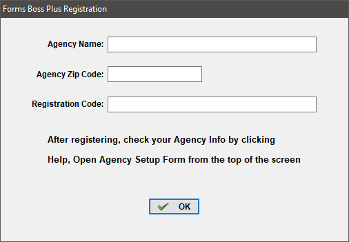 Forms Boss Plus Registration Enter Agency Name