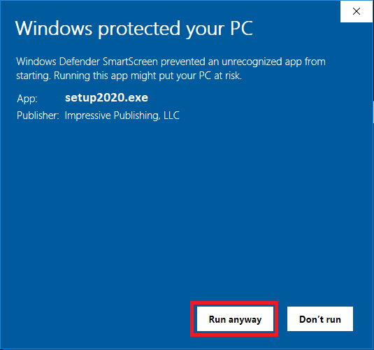 Forms Boss Windows Defender SmartScreen warning 2